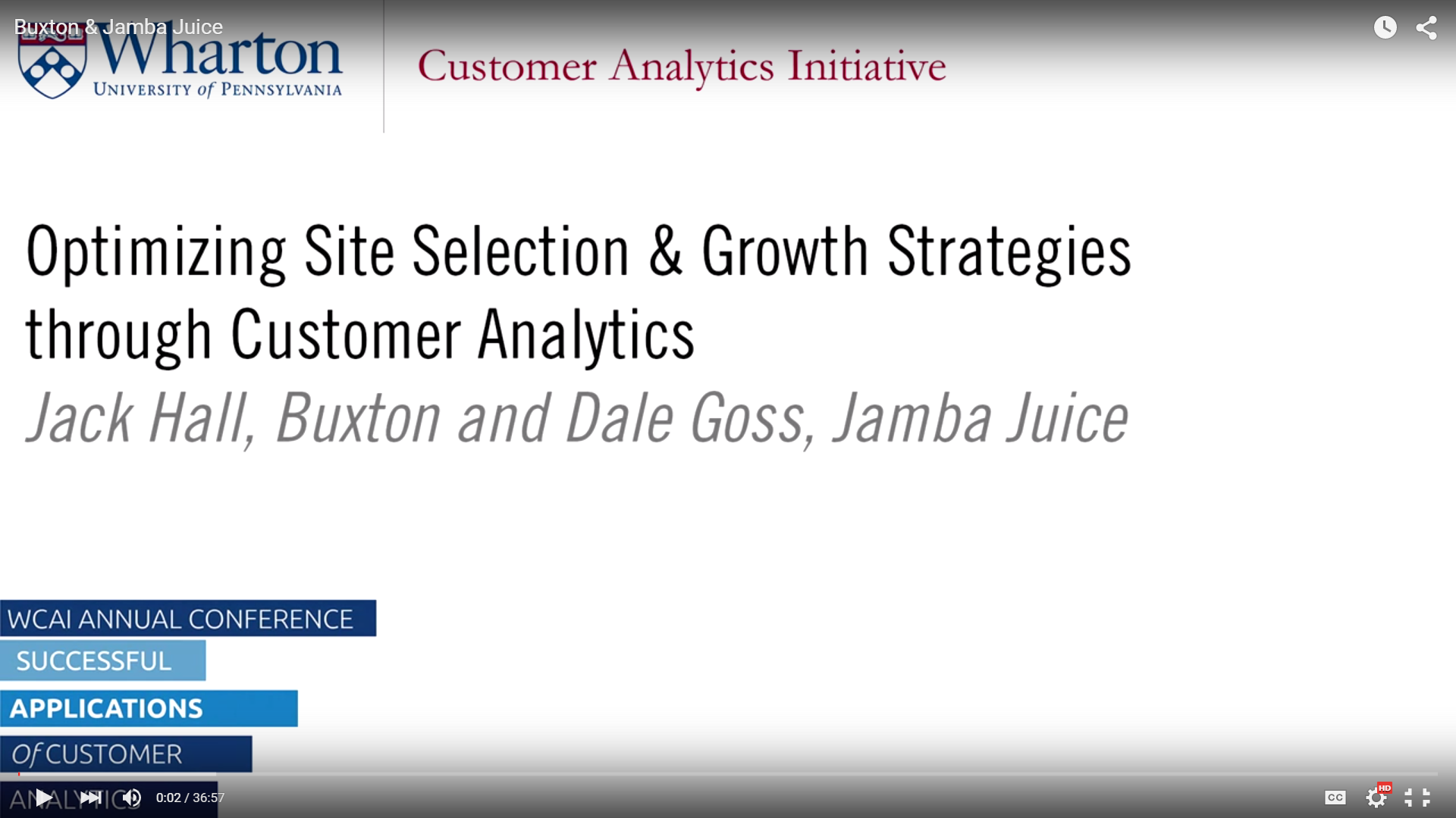 slide deck of Buxton's presentation for Wharton Customer Analytics program